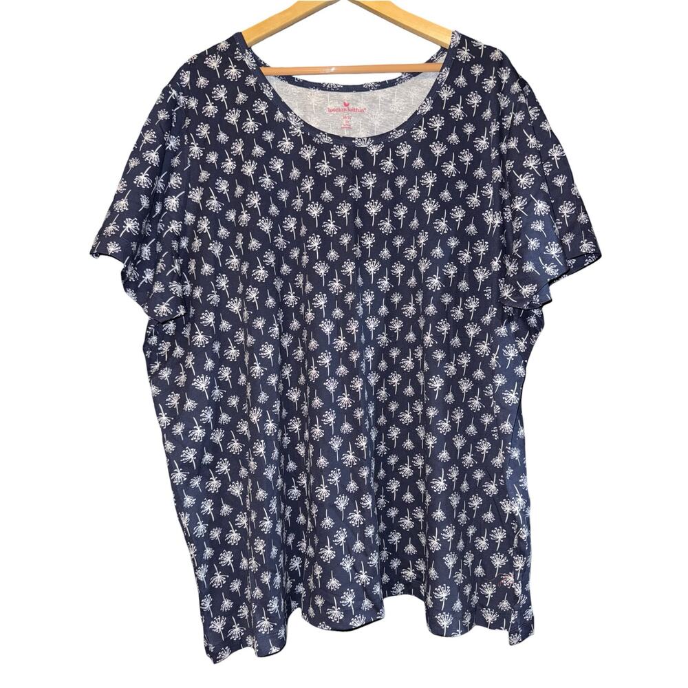 Women Within Wishy‎ Top Women's 3X Dandelion Spring Cotton Navy Blue Nautical